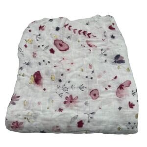 Blanket Little Unicorn Cotton Swaddle Baby Muslin Floral Lovey Pink 47x47"
